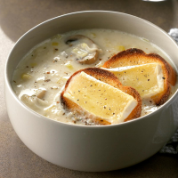 Leek Soup with Brie Toasts Recipe: How to Make It image