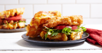 Chicken and Cheddar-Waffle Sandwiches Recipe - PureWow image