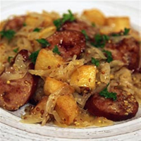 Smoked Sausage with Potatoes, Sauerkraut & Ale | Allrecipes image