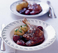 Roast duck legs with red wine sauce recipe | BBC Good Food image