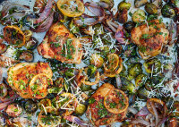Sheet-Pan Lemony Chicken With Brussels Sprouts Recipe ... image