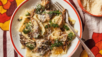 Fat noodles with pan-roasted mushrooms and crushed herb ... image