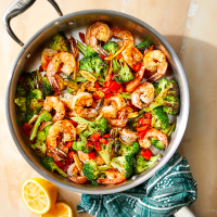 One-Pot Garlicky Shrimp & Broccoli Recipe | EatingWell image
