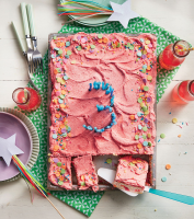 Cream Soda Confetti Sheet Cake with Strawberry-Sour Cr… image