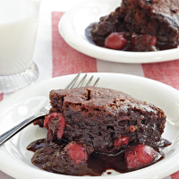Chocolate-Cherry Pudding Cake Recipe | MyRecipes image