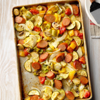 Smoked Sausage and Veggie Sheet-Pan Supper Recipe: Ho… image