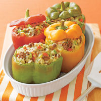 Beef-and-Rice-Stuffed Peppers Recipe | MyRecipes image