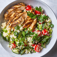 Spiced Grilled Chicken with Cauliflower "Rice" Tabbouleh ... image