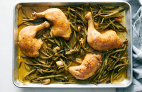 Slow-Roasted Chicken With Garlicky Green Beans and Sag… image