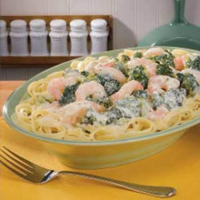 Broccoli Shrimp Alfredo Recipe | MyRecipes image