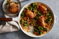 Skillet Chicken Thighs With Broccoli and Orzo Recipe - NY… image