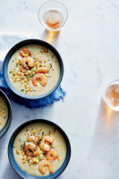 Fresh Corn and Potato Soup with Sauteed Shrimp - MyReci… image