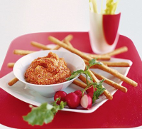 Red pepper hummus recipe - BBC Good Food image