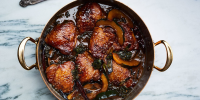 Braised Chicken Thighs with Squash and Mustard Greens ... image