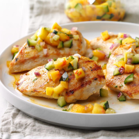 Chicken with Peach-Cucumber Salsa Recipe: How to Make It image