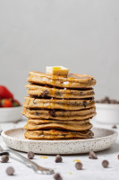 Healthy Chocolate Chip Pancakes - Life Made Sweeter image