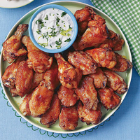 Chicken Wings with Blue Cheese Dip Recipe | MyRecipes image