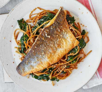 White fish with sesame noodles recipe - BBC Good Food image