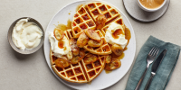 Belgian Buttermilk Waffles With Glazed Bananas Recipe ... image