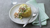Microwave jacket potatoes with various toppings - BBC Food image