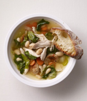 Chicken Soup with Smoked Sausage, White Beans and Gr… image