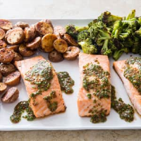 One-Pan Roasted Salmon with Broccoli and ... - Cook's Country image