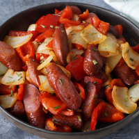 Air Fryer Sausage and Peppers (+Onions) - Air Fry Anytime image