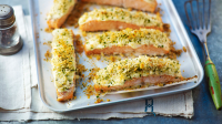 Baked salmon with parmesan and parsley crust - BBC Food image