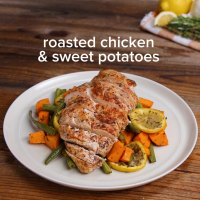 One-pan Roasted Chicken And Sweet Potatoes Recipe by Tasty image