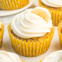 Healthy Banana Cupcakes + Cream Cheese Frosting | Amy'… image