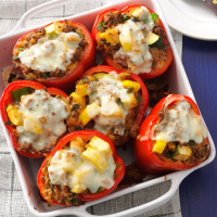 Vegetable & Beef Stuffed Red Peppers Recipe: How to Make It image