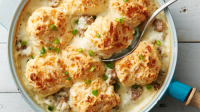 Skillet Cheddar Biscuits and Sausage Gravy Recipe ... image