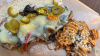 Portabella Phillys and Garlic Bread Waffle Fries | Rachael ... image