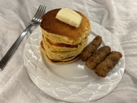 Eggnog Pancakes And Eggnog Syrup - Food Storage Moms image