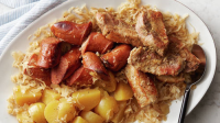 Slow-Cooker Pork, Sauerkraut and Kielbasa Recipe - BettyCr… image