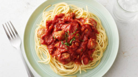 Slow-Cooked Italian Sausage Pasta Sauce with Spaghetti Re… image