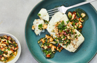 Oven-Steamed Fish With Mixed-Nut Salsa Recipe - NYT Cooking image