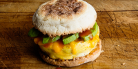 Microwave Egg Breakfast Sandwich with Cheddar and A… image