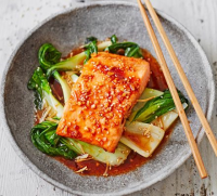 Teriyaki salmon with sesame pak choi recipe | BBC Good Food image