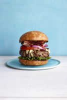 Blue Cheese, Bacon, and Balsamic Onion Burger Recipe image