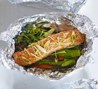 Teriyaki salmon parcels recipe | BBC Good Food image