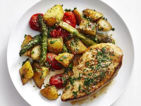 Chicken with Garlic Potatoes and Asparagus Recipe | Food ... image