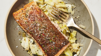 Crispy Skillet Salmon with Mustardy Cabbage image