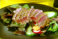 Seared Ahi Tuna and Salad of Mixed Greens with Wasabi Vin… image