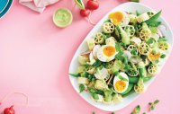 Pasta, pea and radish salad with egg - Healthy Food Guide image