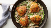 Skillet Chicken Thighs with Green Beans and Mushrooms image