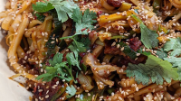 Korean-Style Noodles with Veggies and Spicy Sausage | M… image
