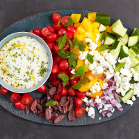 Chopped Greek salad with creamy yogurt dressing | Reci… image