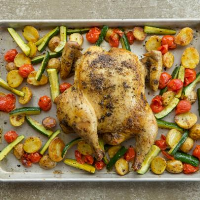 Spatchcock Chicken Sheet Pan Supper Recipe - Food Network image