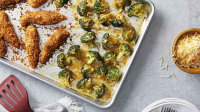Sheet Pan Taco Chicken Fingers with Cheesy Roasted Broccoli image